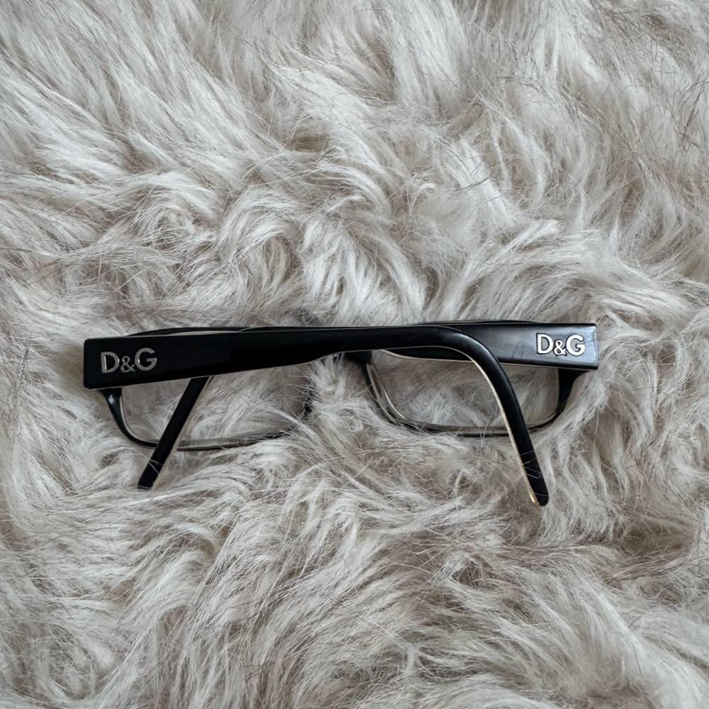 D&G Black Rectangular Eyewear with Silver Logos